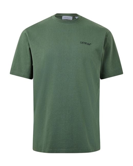 Off-White c/o Virgil Abloh Green Crew Neck Cotton Tee for men