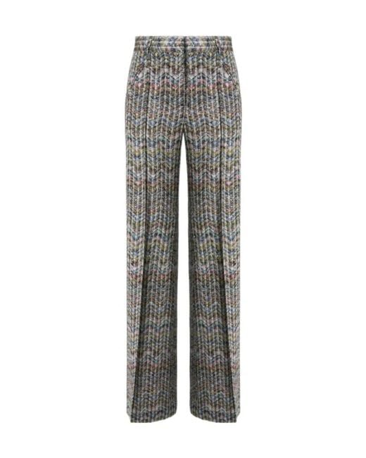 Missoni Gray Zigzag-Knit Sequin-Embellished Trousers