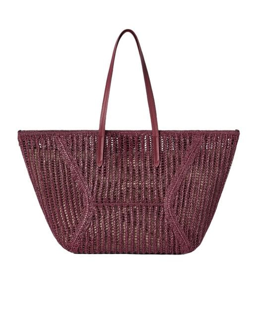 Brunello Cucinelli Purple Open-Weave Tote Bag