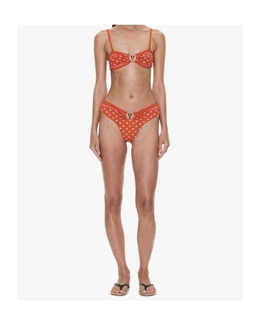 Christopher Esber Orange Ruffled Strapless Bikini Top