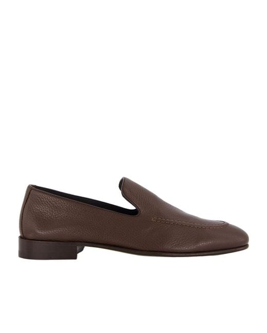 Manolo Blahnik Brown Round Head Loafer Shoes for men