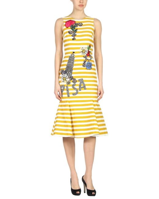 Dolce & Gabbana Metallic Sleeveless Striped Dress