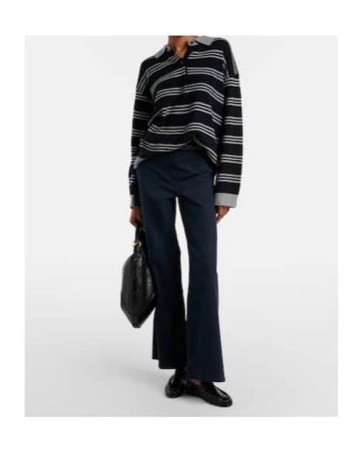 Nili Lotan Black Galvez Striped Cashmere Polo Sweater