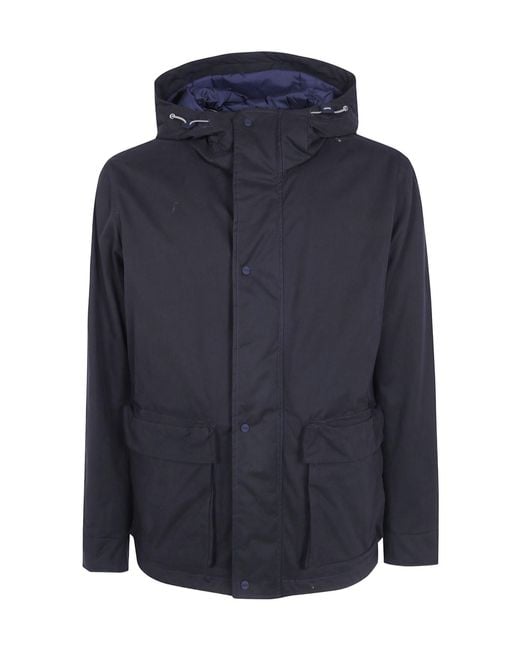 Herno Blue Long-Sleeve Hooded Jacket for men