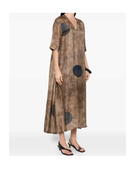 Uma Wang Natural Apostle Polka Dot Motif Midi Dress