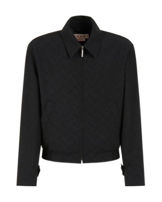 Marni Black Zipped Bomber Jacket for men
