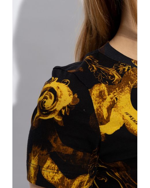 Versace Jeans Black Couture Watercolour Couture Crewneck T-Shirt for men