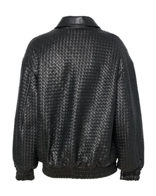 Manokhi Black Woven Leather Jacket