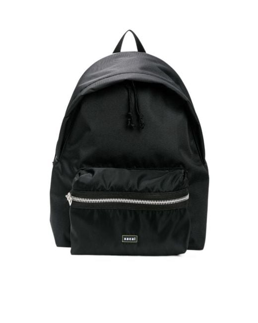 Sacai Black Zip Pocket Backpack for men