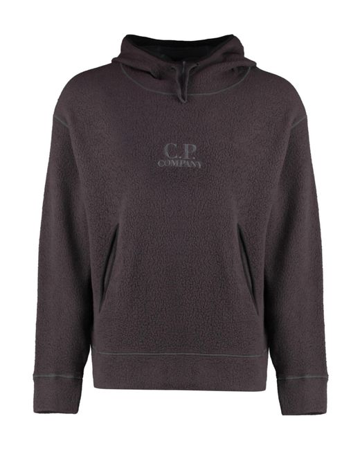 C P Company Gray Polar Fleece Hooded Sweatshirt for men