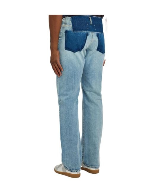 Maison Margiela Blue Straight-Leg Washed Denim Trousers for men