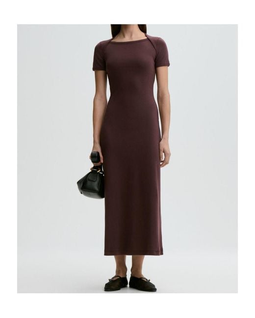 By Malene Birger Purple Irina Short-Sleeve Boat-Neck Maxi Dress