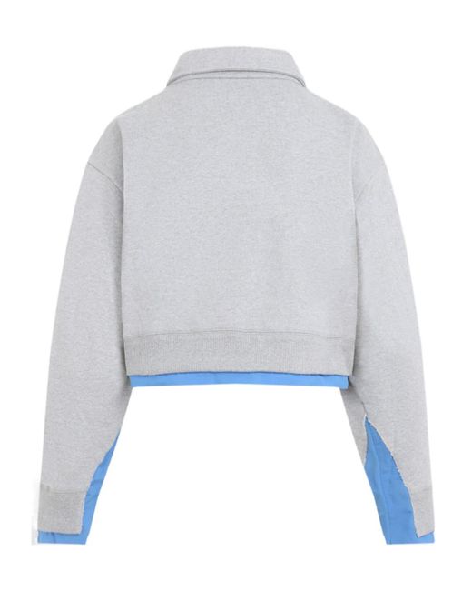 Miu Miu White Cotton Fleece And Poplin Sweatshirt