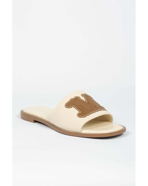 Max Mara Natural Caucaso Logo Slide Sandals