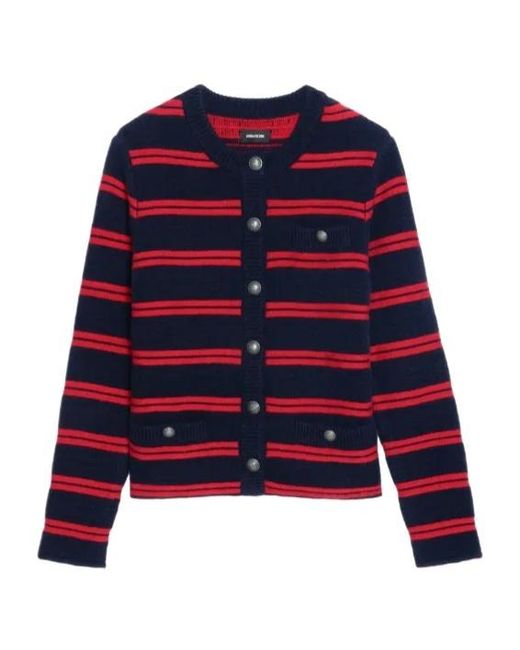 Zadig & Voltaire Blue Striped Pocket Cardigan