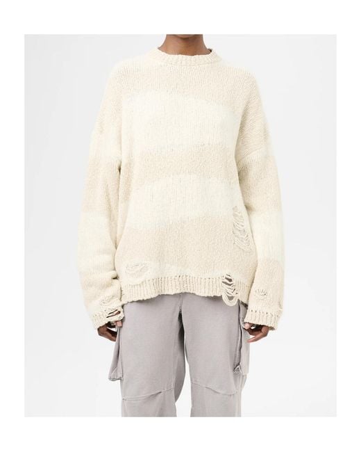 Our Legacy White Popover Roundneck Distressed Jumper