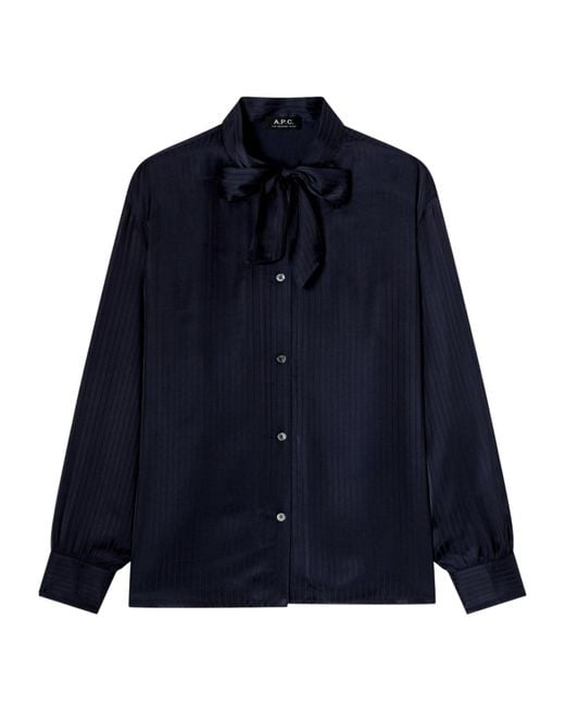 A.P.C. Blue Tie Collar Blouse