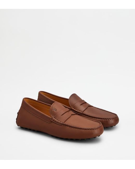 Tod's Brown Gommino Leather Moccasins for men