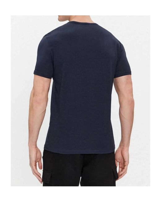 Emporio Armani Blue Round Collar Short-Sleeve T-Shirt Two-Piece Set for men