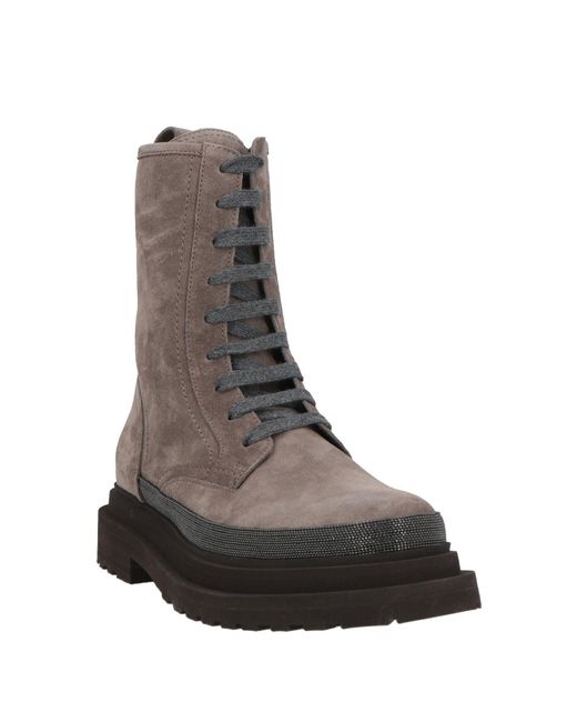 Brunello Cucinelli Brown Suede Lace-Up Ankle Boots