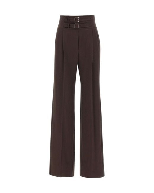 Marella Brown Double-Waistband Casual Trousers