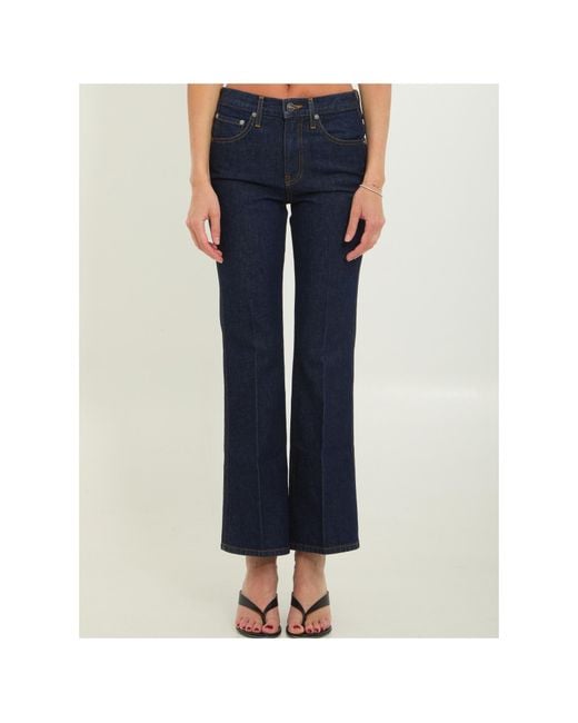 Khaite Blue Clara Cropped Flared Jeans