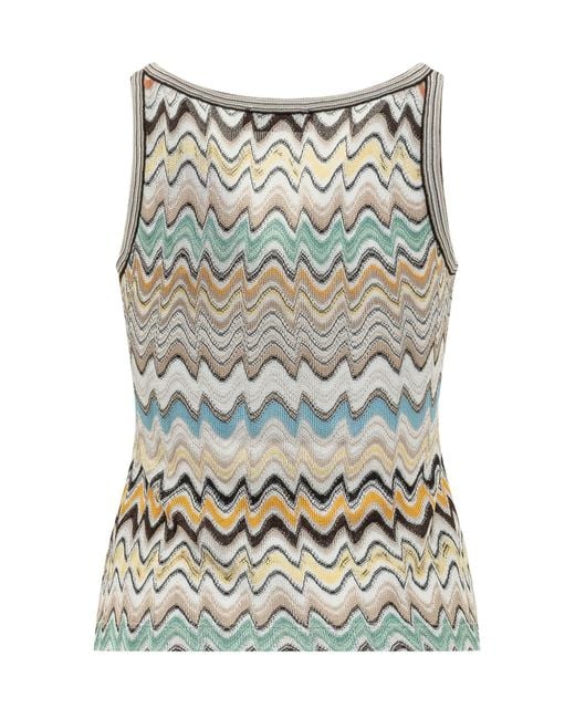 Missoni Gray Chevron Round Neck Top