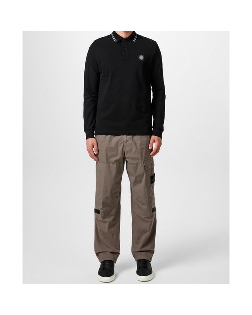 Stone Island Black Logo Patch Polo Shirt for men