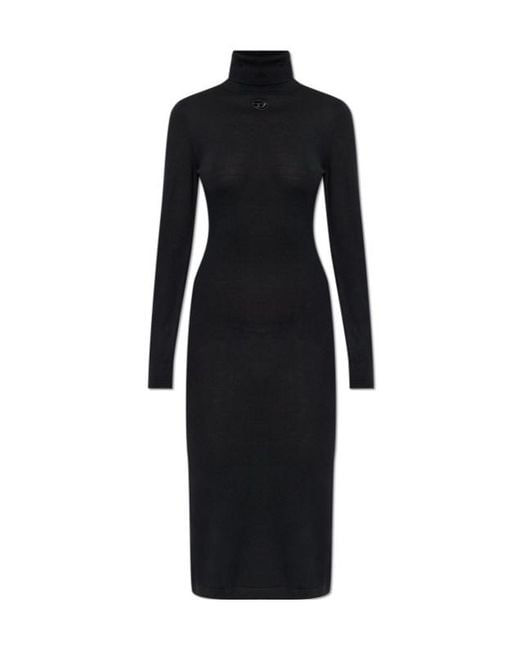 DIESEL Black M-Alinesa Turtleneck Knitted Midi Dress