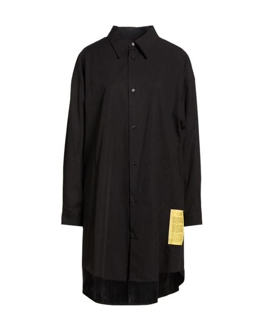 MM6 by Maison Margiela Black Minimalist Long-Sleeve Shirt Dress