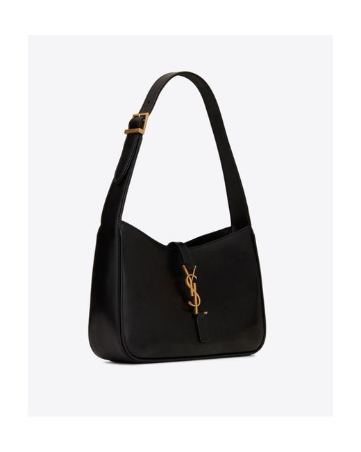 Saint Laurent Black Le 5 À 7 Logo Plaque Hobo Bag