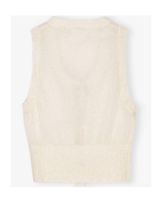 Ganni Natural Ivory Tie String Vest