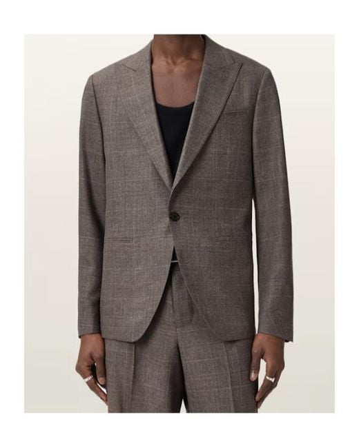 AllSaints Brown Clover Single Breasted Blazer for men