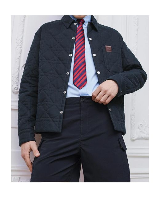Dior Blue Cannage Overshirt With Leather Patch for men