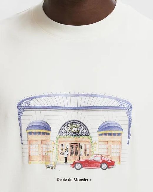 Drole de Monsieur White Graphic Print T-Shirt for men
