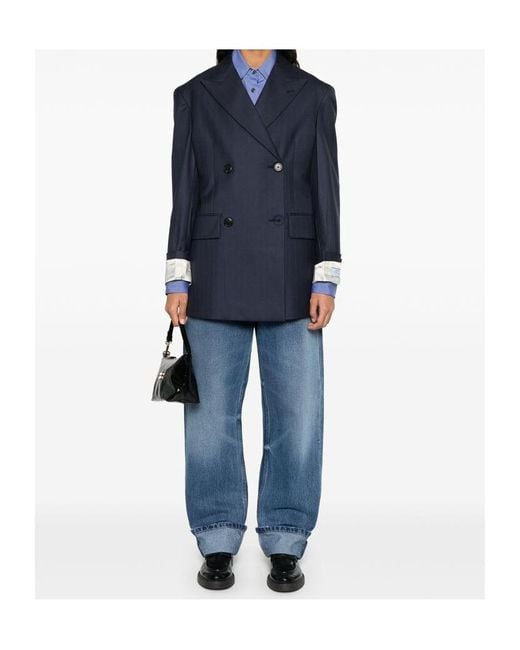Prada Blue Double-Breasted Tailored Blazer
