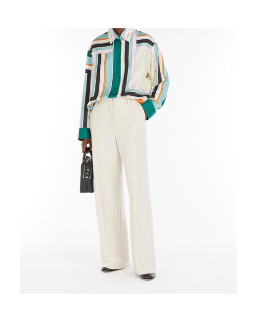 Weekend by Maxmara White Angola Stretch Wide Leg Trousers