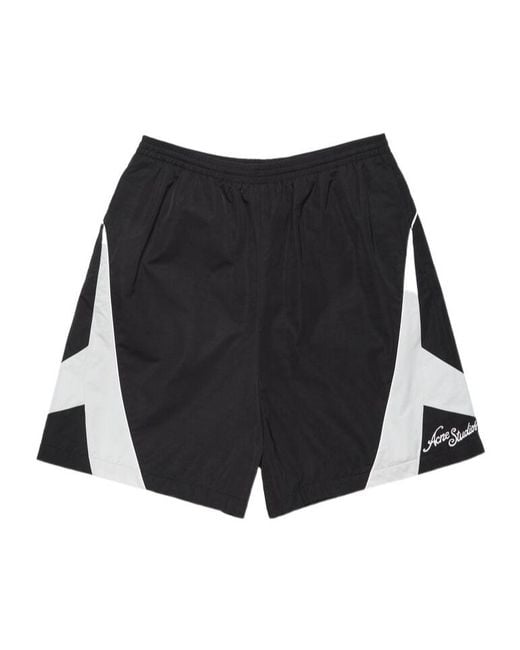 Acne Black Contrast Panel Shorts for men