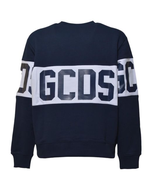 Gcds Blue Logo Band Crewneck Sweatshirt for men
