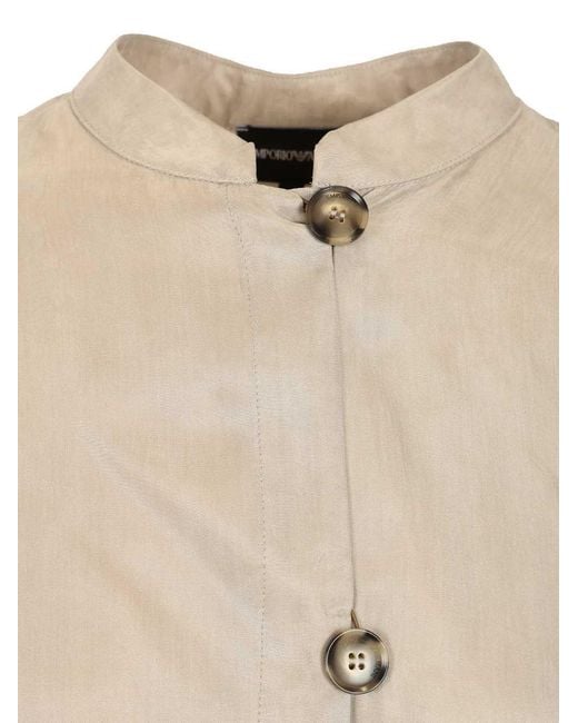 Emporio Armani Natural Stand-Collar Button Shirt