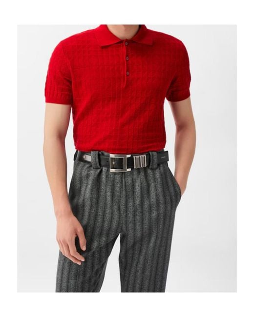 Versace Red Wool Knit Polo for men