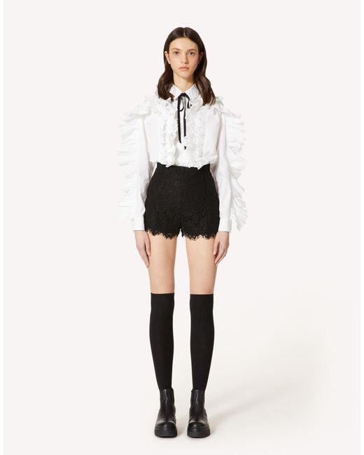RED Valentino Black Lace Detail Shorts