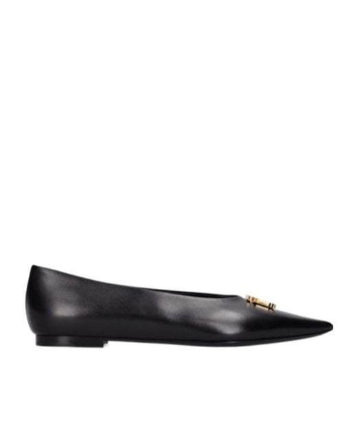 Burberry Black 10Mm Ezra Leather Flats Shoes