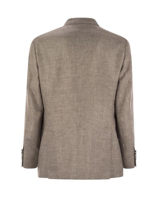 Brunello Cucinelli Brown Double-Breasted Long Sleeved Blazer for men