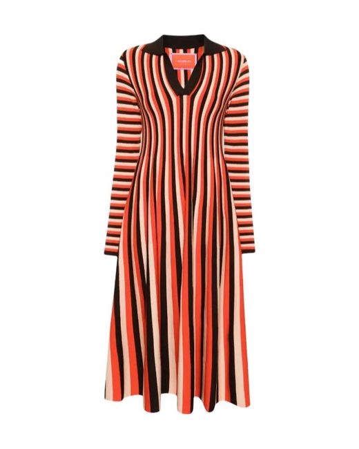LaDoubleJ Red Plaza Knitted Midi Dress