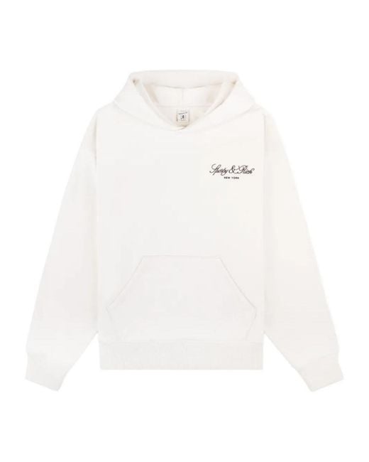 Sporty & Rich White Vendome Script Pouch Hoodie