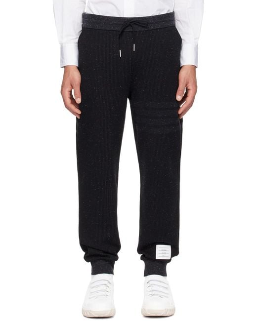 Thom Browne Black Drawstring Knitted Track Pants for men
