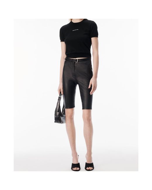 Alexander Wang Black Logo Short-Sleeve Knitted Top