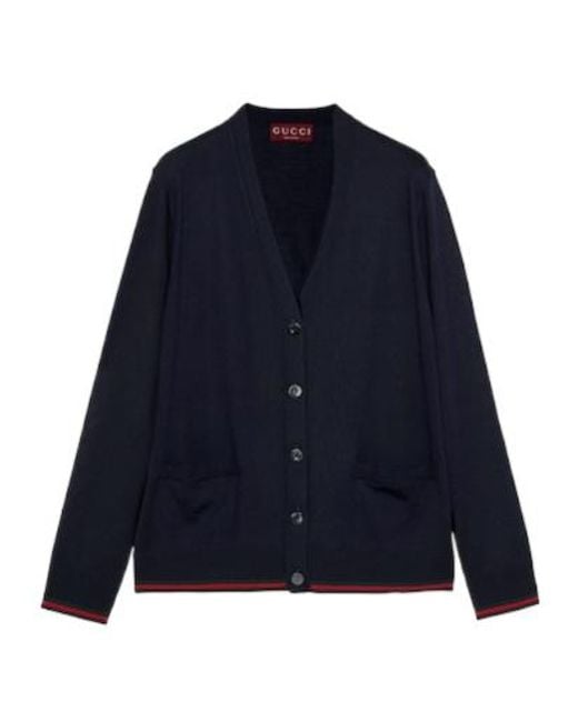Gucci Blue Button-Up Knit Cardigan