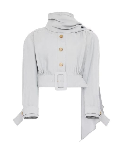 Chloé White Chloé Cropped Scarf Jacket